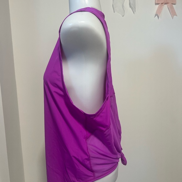 ZYIA Vibrant Purple/Pinkish Mesh Open Back  Sleeveless Tank Top - Picture 3 of 4